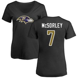 Women's Trace McSorley Black Name & Number Logo - #7 Football Baltimore Ravens T-Shirt