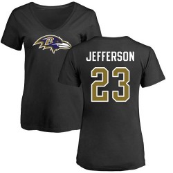 Women's Tony Jefferson Black Name & Number Logo - #23 Football Baltimore Ravens T-Shirt
