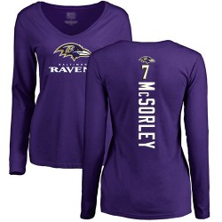 Women's Trace McSorley Purple Backer - #7 Football Baltimore Ravens Long Sleeve T-Shirt