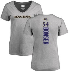 Women's Tyus Bowser Ash Backer V-Neck - #54 Football Baltimore Ravens T-Shirt