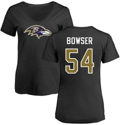 Women's Tyus Bowser Black Name & Number Logo - #54 Football Baltimore Ravens T-Shirt