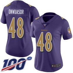Limited Women's Patrick Onwuasor Purple Jersey - #48 Football Baltimore Ravens 100th Season Rush Vapor Untouchable