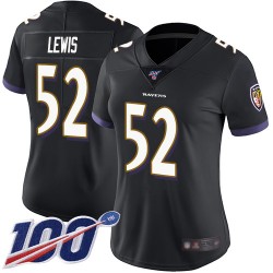 Limited Women's Ray Lewis Black Alternate Jersey - #52 Football Baltimore Ravens 100th Season Vapor Untouchable