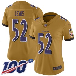 Limited Women's Ray Lewis Gold Jersey - #52 Football Baltimore Ravens 100th Season Inverted Legend