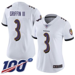 Limited Women's Robert Griffin III White Road Jersey - #3 Football Baltimore Ravens 100th Season Vapor Untouchable