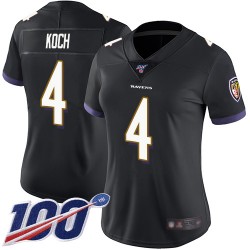 Limited Women's Sam Koch Black Alternate Jersey - #4 Football Baltimore Ravens 100th Season Vapor Untouchable