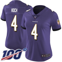 Limited Women's Sam Koch Purple Home Jersey - #4 Football Baltimore Ravens 100th Season Vapor Untouchable