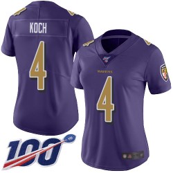 Limited Women's Sam Koch Purple Jersey - #4 Football Baltimore Ravens 100th Season Rush Vapor Untouchable