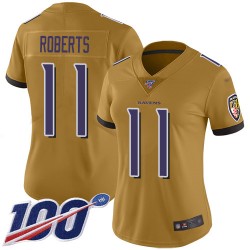 Limited Women's Seth Roberts Gold Jersey - #11 Football Baltimore Ravens 100th Season Inverted Legend
