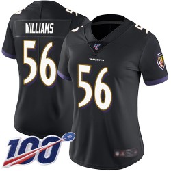 Limited Women's Tim Williams Black Alternate Jersey - #56 Football Baltimore Ravens 100th Season Vapor Untouchable