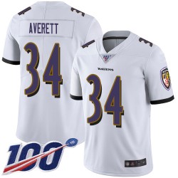 Limited Youth Anthony Averett White Road Jersey - #34 Football Baltimore Ravens 100th Season Vapor Untouchable