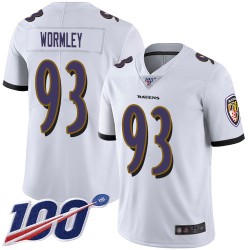 Limited Youth Chris Wormley White Road Jersey - #93 Football Baltimore Ravens 100th Season Vapor Untouchable