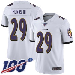 Limited Youth Earl Thomas III White Road Jersey - #29 Football Baltimore Ravens 100th Season Vapor Untouchable
