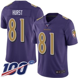 Limited Youth Hayden Hurst Purple Jersey - #81 Football Baltimore Ravens 100th Season Rush Vapor Untouchable