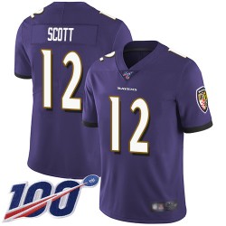 Limited Youth Jaleel Scott Purple Home Jersey - #12 Football Baltimore Ravens 100th Season Vapor Untouchable