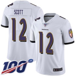 Limited Youth Jaleel Scott White Road Jersey - #12 Football Baltimore Ravens 100th Season Vapor Untouchable
