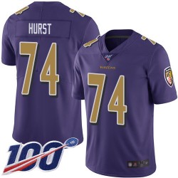 Limited Youth James Hurst Purple Jersey - #74 Football Baltimore Ravens 100th Season Rush Vapor Untouchable