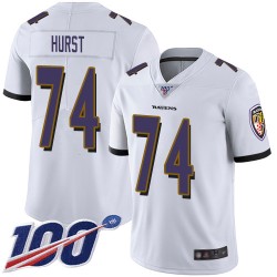 Limited Youth James Hurst White Road Jersey - #74 Football Baltimore Ravens 100th Season Vapor Untouchable