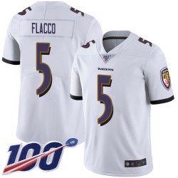 Limited Youth Joe Flacco White Road Jersey - #5 Football Baltimore Ravens 100th Season Vapor Untouchable