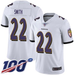 Limited Youth Jimmy Smith White Road Jersey - #22 Football Baltimore Ravens 100th Season Vapor Untouchable