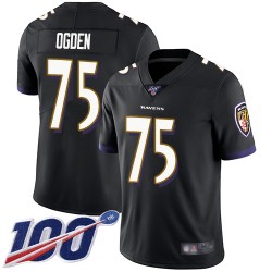 Limited Youth Jonathan Ogden Black Alternate Jersey - #75 Football Baltimore Ravens 100th Season Vapor Untouchable