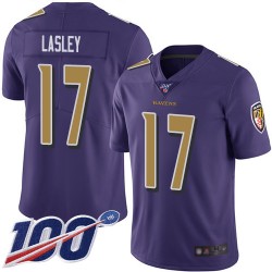 Limited Youth Jordan Lasley Purple Jersey - #17 Football Baltimore Ravens 100th Season Rush Vapor Untouchable