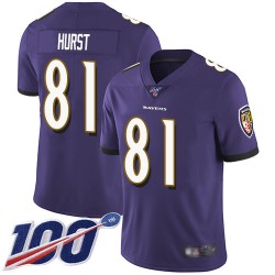 Limited Men's Hayden Hurst Purple Home Jersey - #81 Football Baltimore Ravens 100th Season Vapor Untouchable