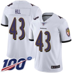 Limited Youth Justice Hill White Road Jersey - #43 Football Baltimore Ravens 100th Season Vapor Untouchable