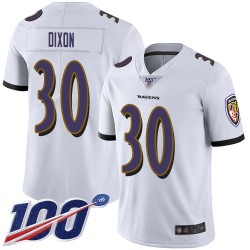 Limited Youth Kenneth Dixon White Road Jersey - #30 Football Baltimore Ravens 100th Season Vapor Untouchable