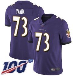 Limited Youth Marshal Yanda Purple Home Jersey - #73 Football Baltimore Ravens 100th Season Vapor Untouchable