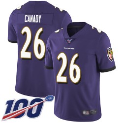 Limited Youth Maurice Canady Purple Home Jersey - #26 Football Baltimore Ravens 100th Season Vapor Untouchable