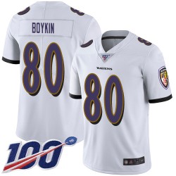 Limited Youth Miles Boykin White Road Jersey - #80 Football Baltimore Ravens 100th Season Vapor Untouchable