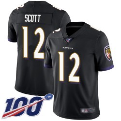 Limited Men's Jaleel Scott Black Alternate Jersey - #12 Football Baltimore Ravens 100th Season Vapor Untouchable
