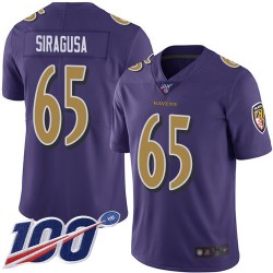 Limited Youth Nico Siragusa Purple Jersey - #65 Football Baltimore Ravens 100th Season Rush Vapor Untouchable