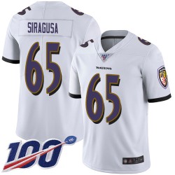 Limited Youth Nico Siragusa White Road Jersey - #65 Football Baltimore Ravens 100th Season Vapor Untouchable