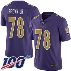 Limited Youth Orlando Brown Jr. Purple Jersey - #78 Football Baltimore Ravens 100th Season Rush Vapor Untouchable