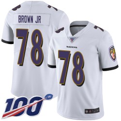 Limited Youth Orlando Brown Jr. White Road Jersey - #78 Football Baltimore Ravens 100th Season Vapor Untouchable