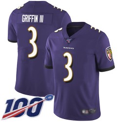 Limited Youth Robert Griffin III Purple Home Jersey - #3 Football Baltimore Ravens 100th Season Vapor Untouchable