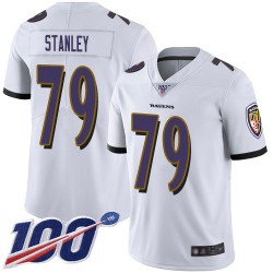 Limited Youth Ronnie Stanley White Road Jersey - #79 Football Baltimore Ravens 100th Season Vapor Untouchable