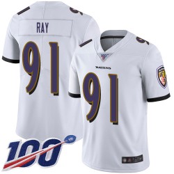 Limited Youth Shane Ray White Road Jersey - #91 Football Baltimore Ravens 100th Season Vapor Untouchable