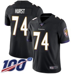 Limited Men's James Hurst Black Alternate Jersey - #74 Football Baltimore Ravens 100th Season Vapor Untouchable