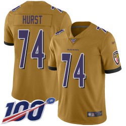 Limited Men's James Hurst Gold Jersey - #74 Football Baltimore Ravens 100th Season Inverted Legend