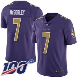 Limited Youth Trace McSorley Purple Jersey - #7 Football Baltimore Ravens 100th Season Rush Vapor Untouchable