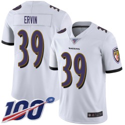 Limited Youth Tyler Ervin White Road Jersey - #39 Football Baltimore Ravens 100th Season Vapor Untouchable