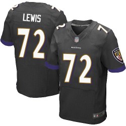 Elite Men's Alex Lewis Black Alternate Jersey - #72 Football Baltimore Ravens
