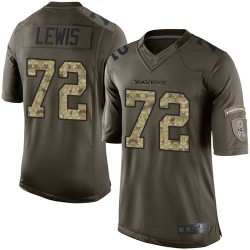 Elite Men's Alex Lewis Green Jersey - #72 Football Baltimore Ravens Salute to Service