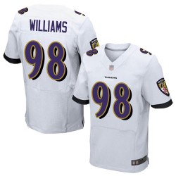 Elite Men's Brandon Williams White Road Jersey - #98 Football Baltimore Ravens