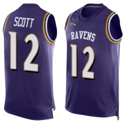 Elite Men's Jaleel Scott Purple Jersey - #12 Football Baltimore Ravens Player Name & Number Tank Top