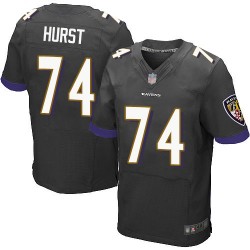 Elite Men's James Hurst Black Alternate Jersey - #74 Football Baltimore Ravens