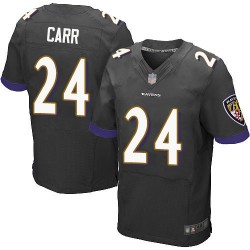 Elite Men's Brandon Carr Black Alternate Jersey - #24 Football Baltimore Ravens